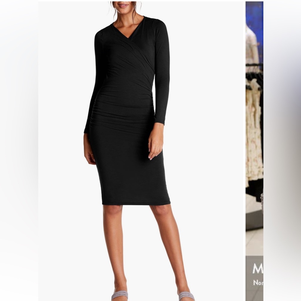 Michael Stars Mikaela Crossover Knit Midi Dress in Admiral (Navy Blue) size Sm